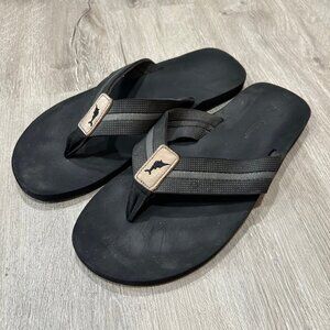 Tommy Bahama Men’s Black Logo Beach Taheeti Flip-Flops Size 12